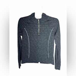 Victoria's Secret Pink Yoga Black and Gray Half Zip-Up Large